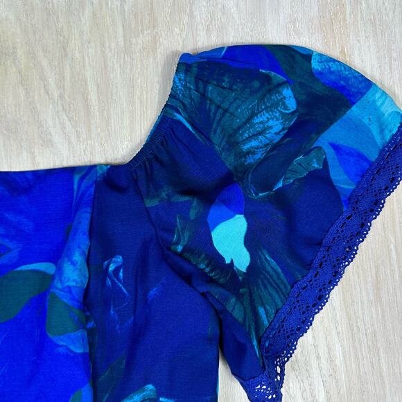 NWT Sophia Jeans by Sophia Vergara Shoulder Bustier Floral Midi Dress Medium - Picture 4 of 16